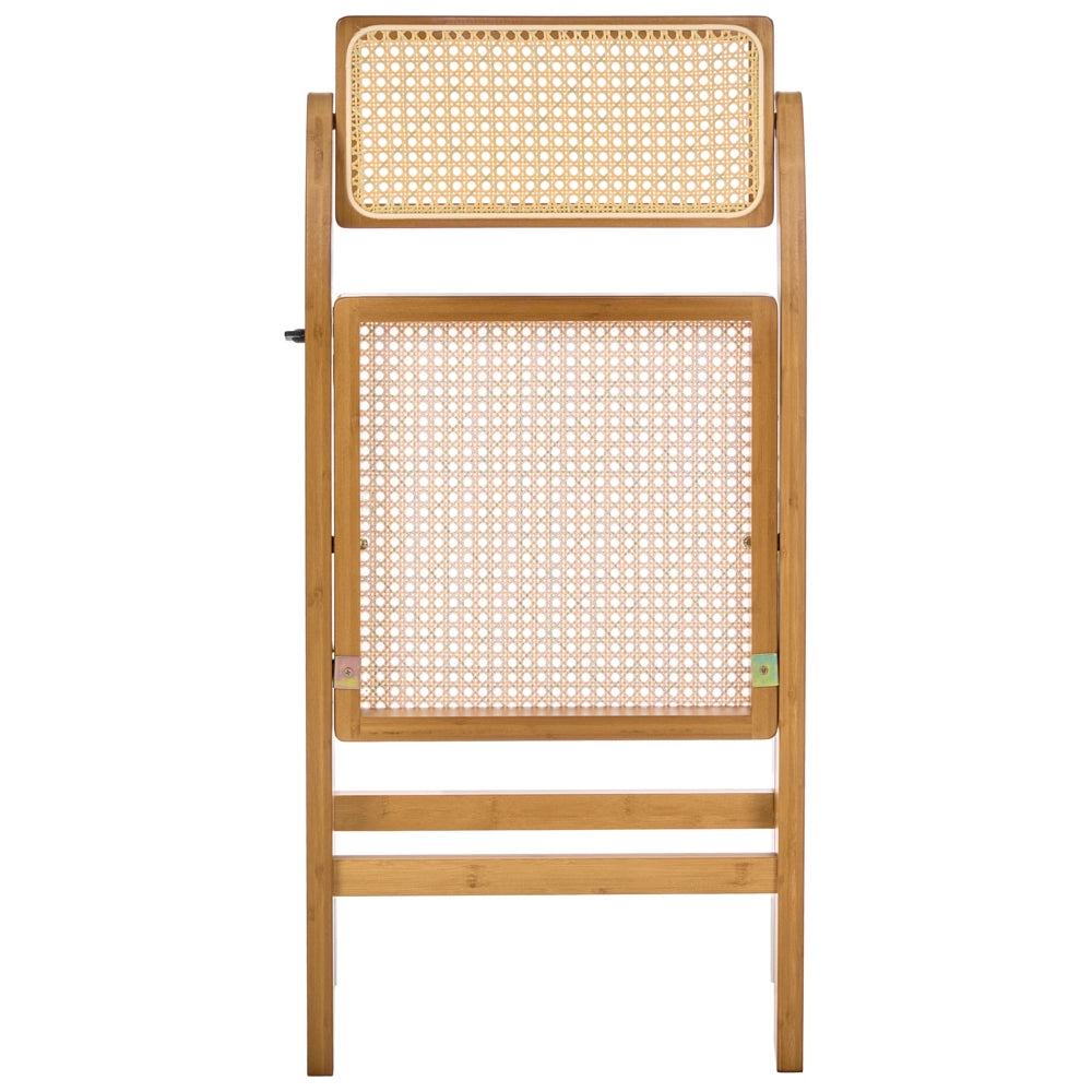 Set di 2 sedie da pranzo in legno di bambù marrone e rattan PE pieghevoli in stile boho per cucina e sala da pranzo