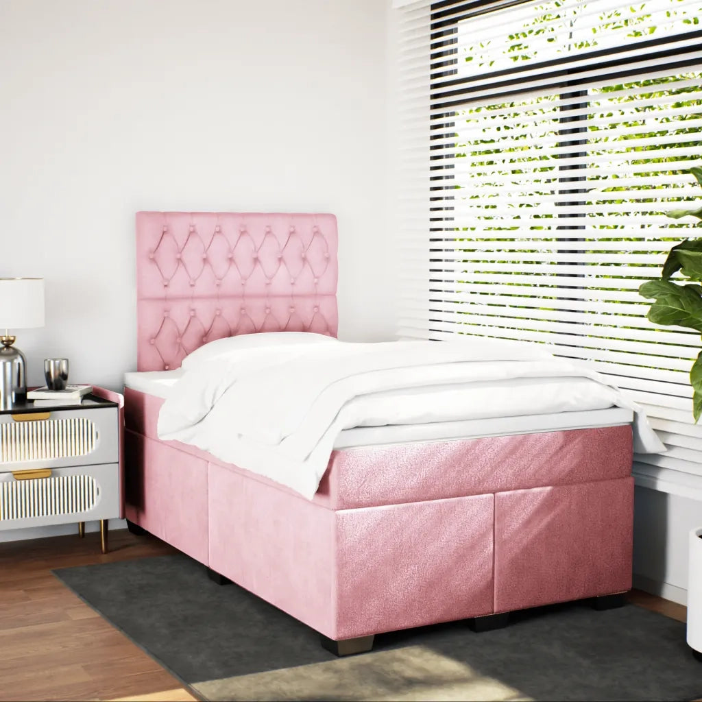 Giroletto a Molle con Materasso Rosa 120x200 cm in Velluto