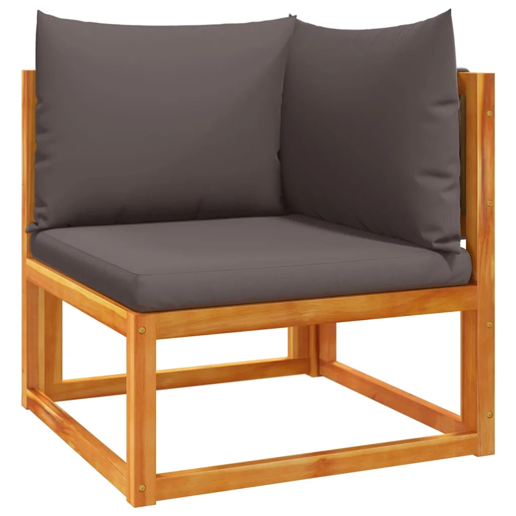 Divano da giardino angolare con Cuscini-Sofa da Giardino-Divano da esterno in legno di acacia e corda 703473