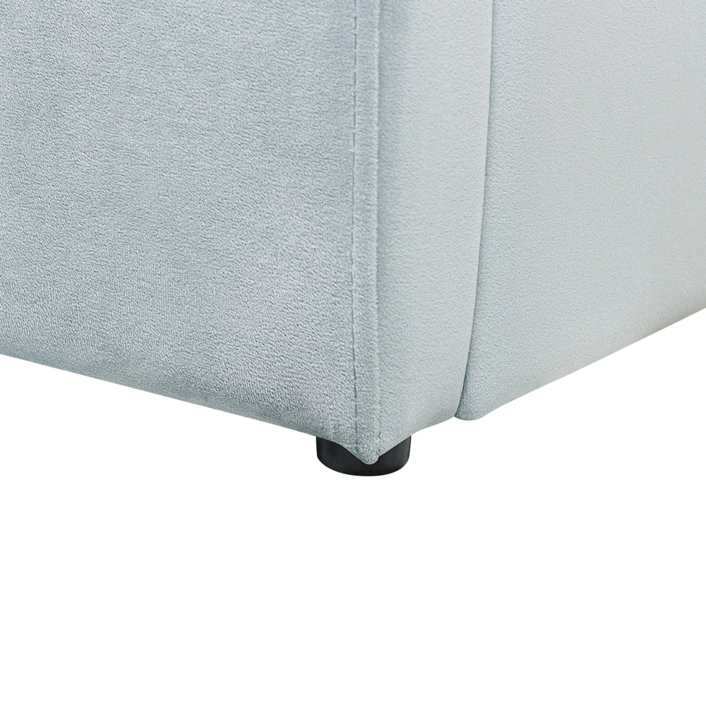 Letto con Contenitore in Velluto azzurro, Misura Singola 90 x 200 cm Design Minimalista Retro con Testiera a Mezza Luna con contenitore