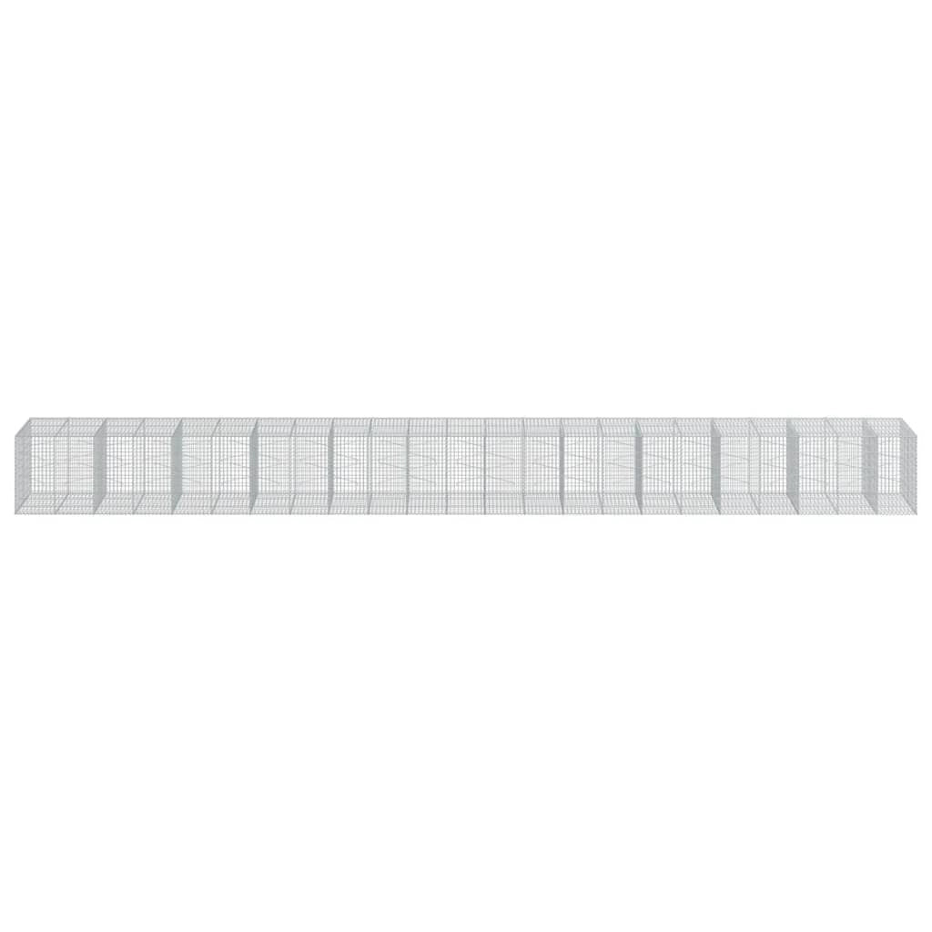 Gabbione recinto a gabbia muro di contenimento con coperchio 1150 x 100 x 100 cm ferro zincato argento 02_0040128