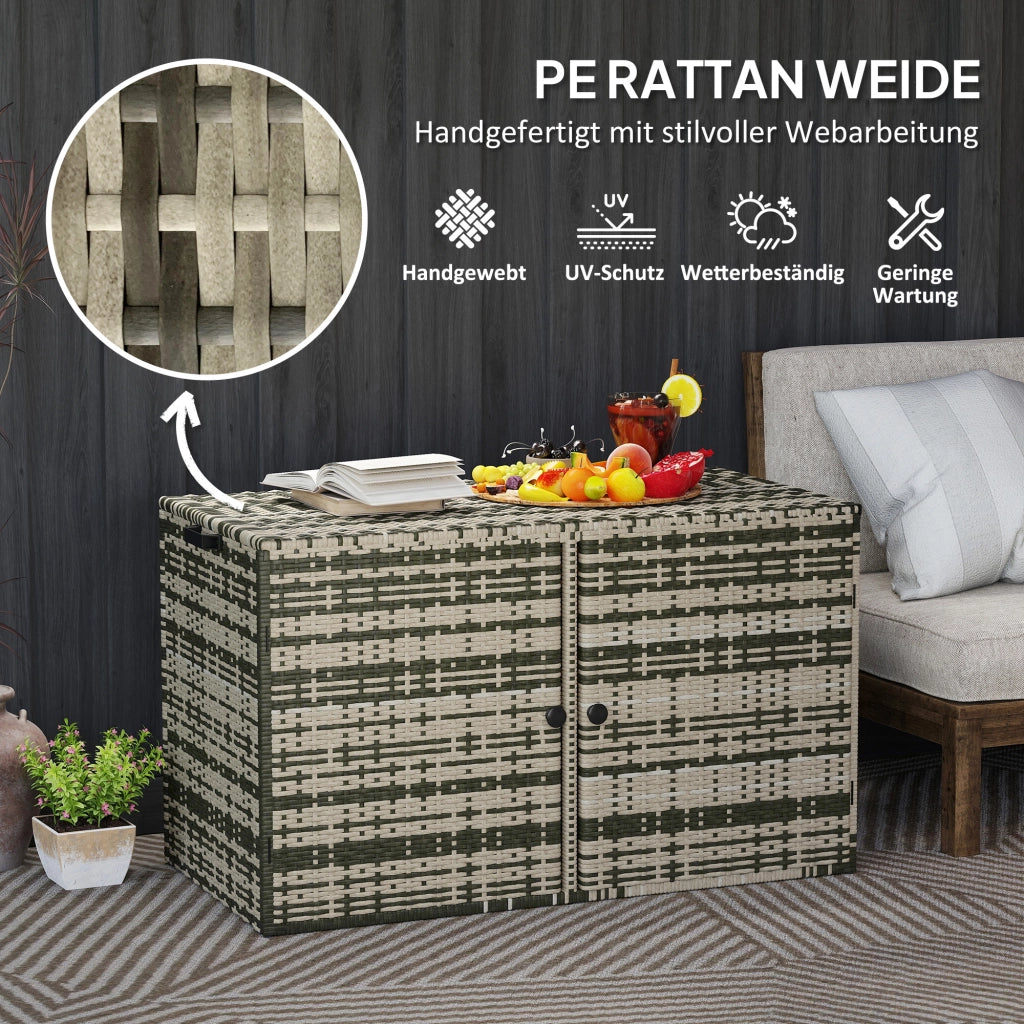 Cassa in Rattan con Coperchio 350L 2 Livelli ¨C zephmum ¨C 118x57x69 cm Grigio