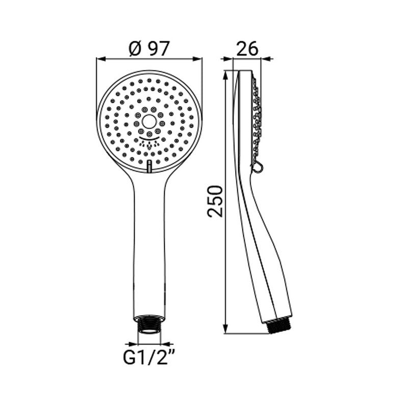 Doccino a risparmio acqua cromato con tre getti eternity