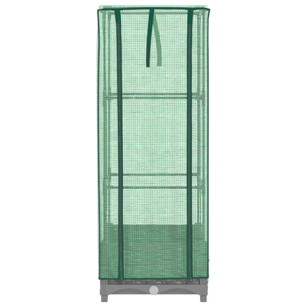 Aiuola rialzata/fioriera con copertura effetto rattan 40 x 40 x 123 cm grigio chiaro 02_0038767