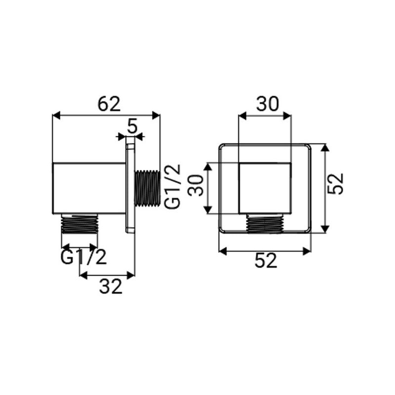 Presa d'acqua quadra in ottone finitura nera