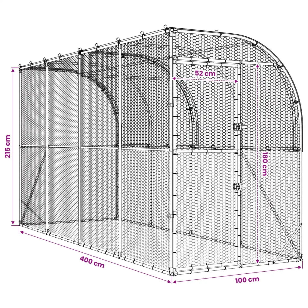 Gabbia per Polli Contro il Muro Argento 600 x 150 x 215 cm 3434706