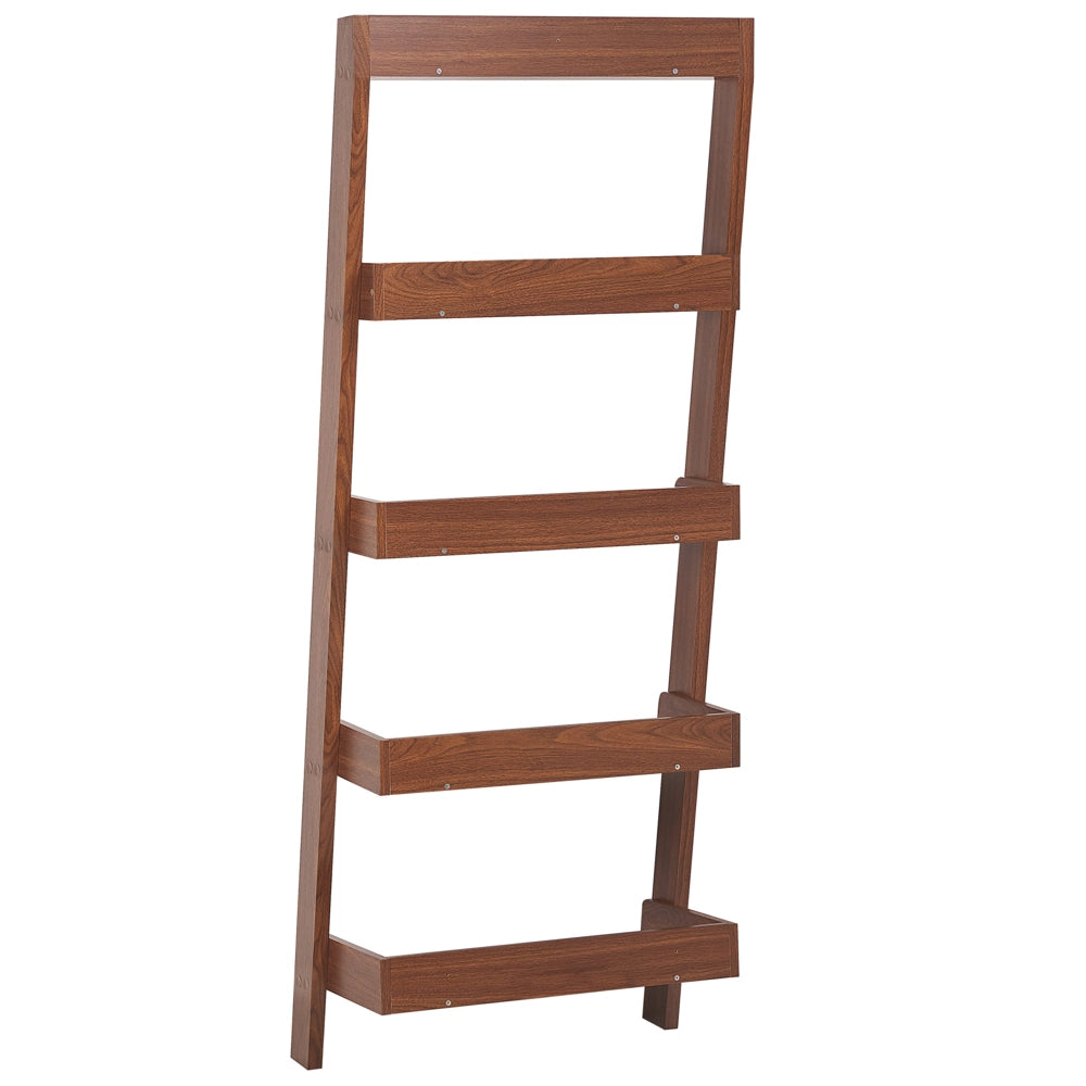 Libreria a scala 5 ripiani legno noce scaffale inclinato stile moderno contemporaneo