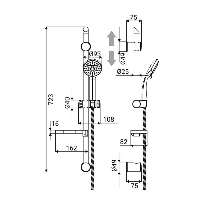 Saliscendi serie ninfea 2 funzioni cromato con portasapone
