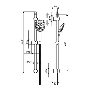 Saliscendi serie edera cromato, a 5 getti