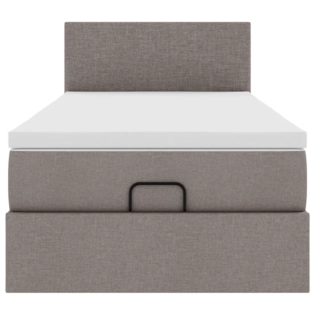 Struttura Letto Pouf con Materasso Tortora 80x200 cm in Tessuto