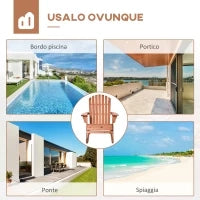 Sedia Adirondack in Legno, Sedia a Dondolo per Giardino ed Esterni Impermeabile, 77x94x97cm Teak