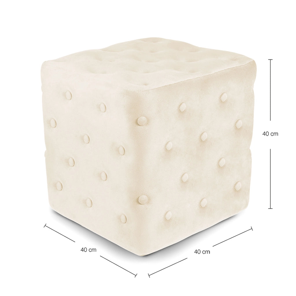 Pouf poggiapiedi quadrato, pouf divano in velluto beige - Otto - PO11OT