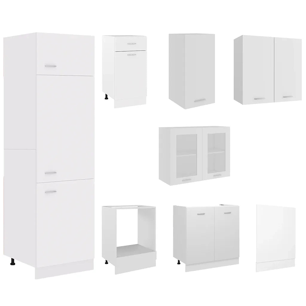 Set Armadi da Cucina 8 pz Lyon Bianco in Truciolato 3067639