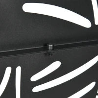 Paravento da Esterno in Acciaio con Motivi a Salice e 2 Piedini, 122x45x198 cm, Nero