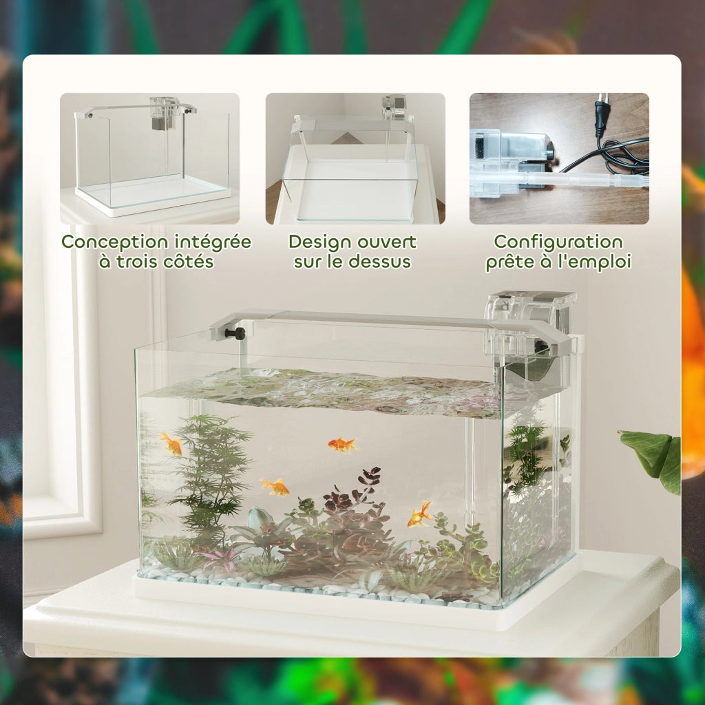 Acquario in vetro con LED ¨C Xylo ¨C 20L con pompa filtro 38x26x27cm bianco