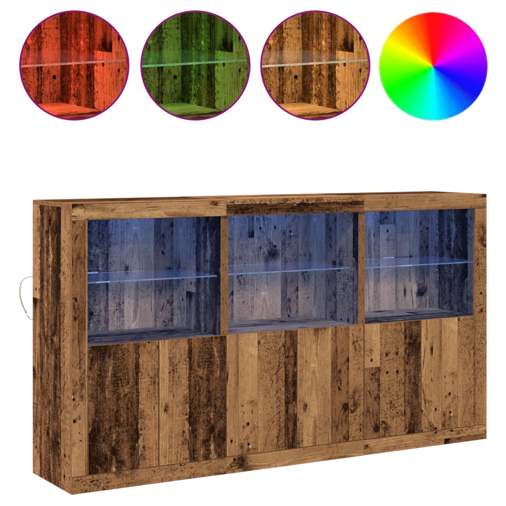 Credenza con Luci LED Legno Vissuto 181.5x37x100 cm Legno Tecnico