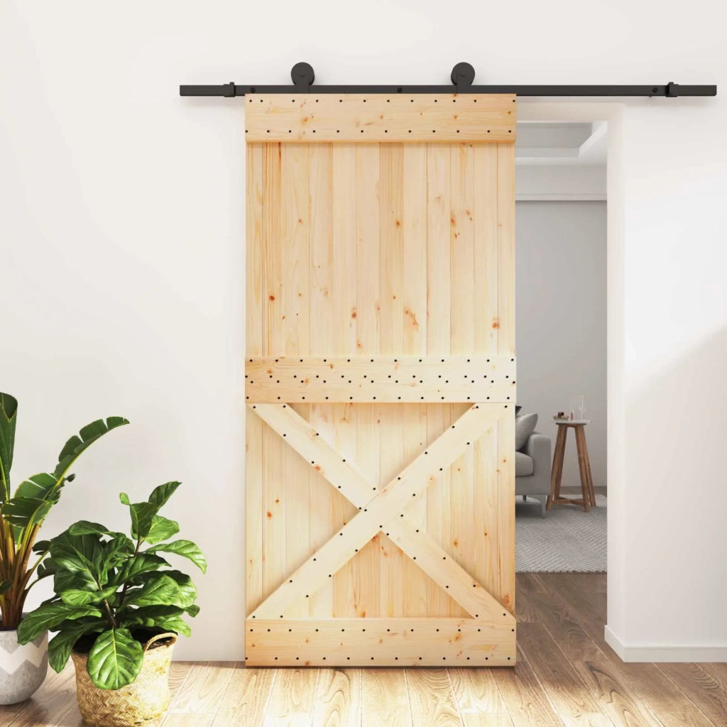 Porta scorrevole Naturale e Nero 100 x 210 cm