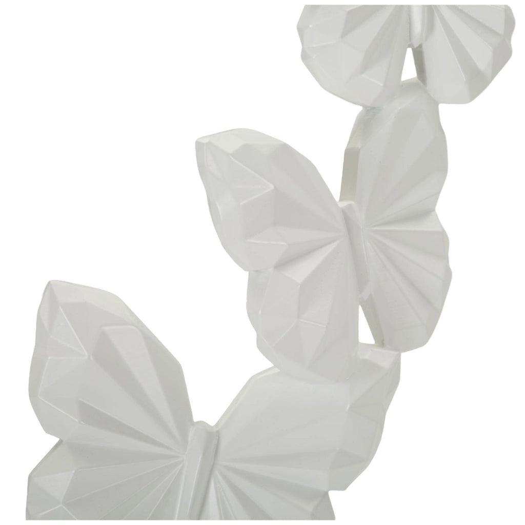 Scultura decorativa Farfalle in poliresina bianca