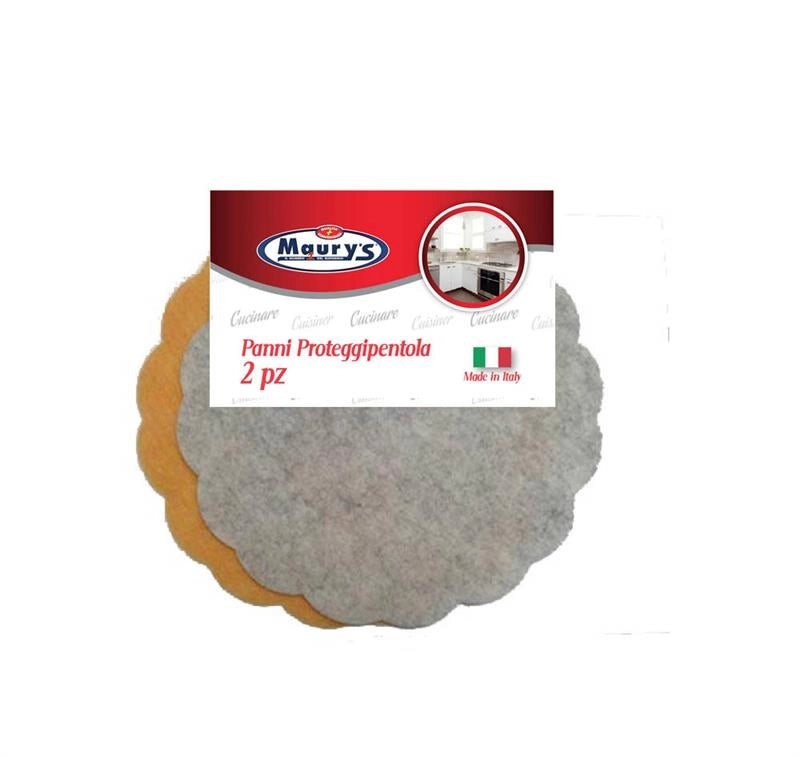 MAURY'S 2 PZ PANNI PROTEGGI PENTOLA IN FELTRO RESISTENTE PER CUCINA COLORI ASSORTITI DIAMENTRO 30 CM