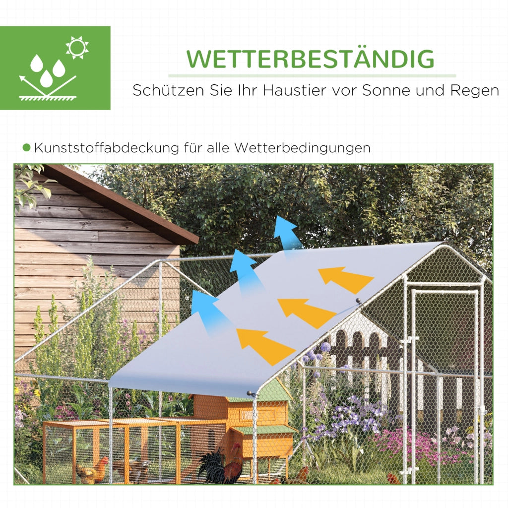 Pollaio con tettoia e recinto ¨C zephmum ¨C grigio 3x2x2 m