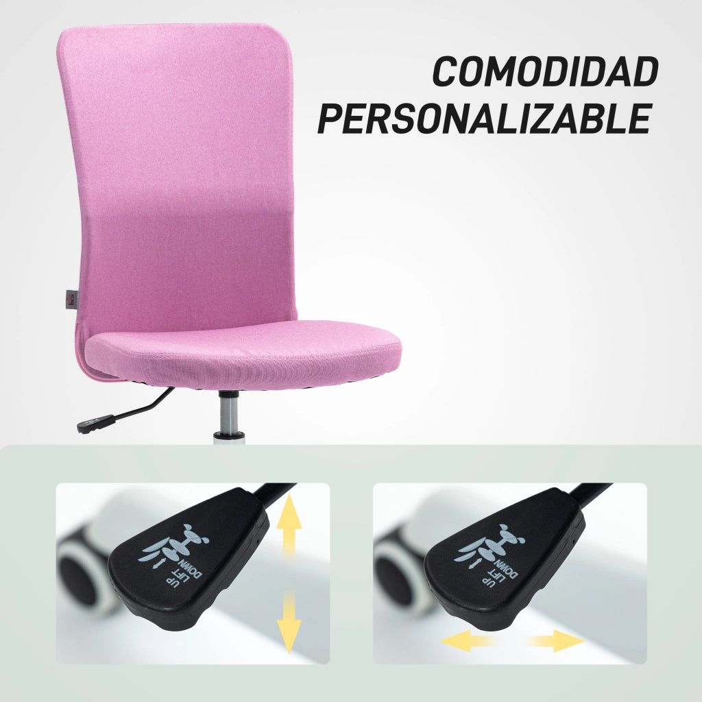 Sedia da Ufficio con Ruote e Altezza Regolabile ¨C zephmum ¨C Grigio Rosa 53x43x85-93 cm