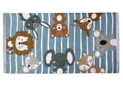Tappeto Arredo e Gioco Antiscivolo Per Cameretta Bambini Disegno Animalii - 115x175 - Azzurro Topazio