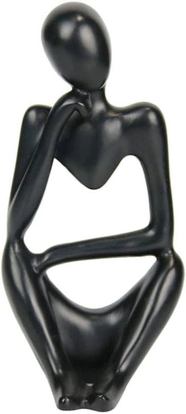 Scultura Astratta - Decorazione per Casa e Ufficio - Statua di un Pensatore in Resina Nera - Figura da Collezionare - Decorazione per Tavolo e Biblioteca - Versione Destra.
