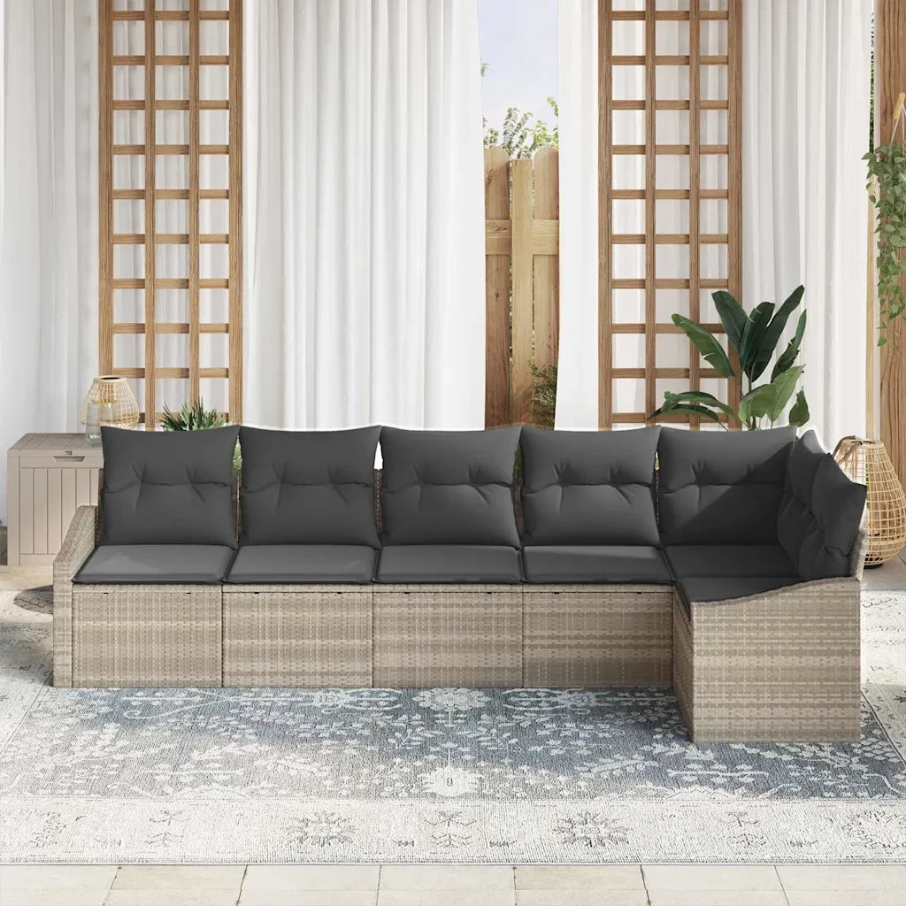 Set Divano da Giardino 6 pcs Grigio chiaro polyrattan 3355411