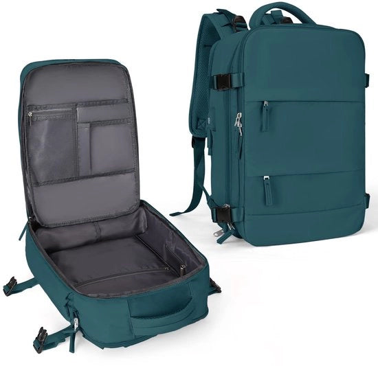 Zak da donna per viaggi, con spazio per laptop 14 pollici e tasca per scarpe, impermeabile, per sport all'aperto, per bicicletta, per scuola - blu
