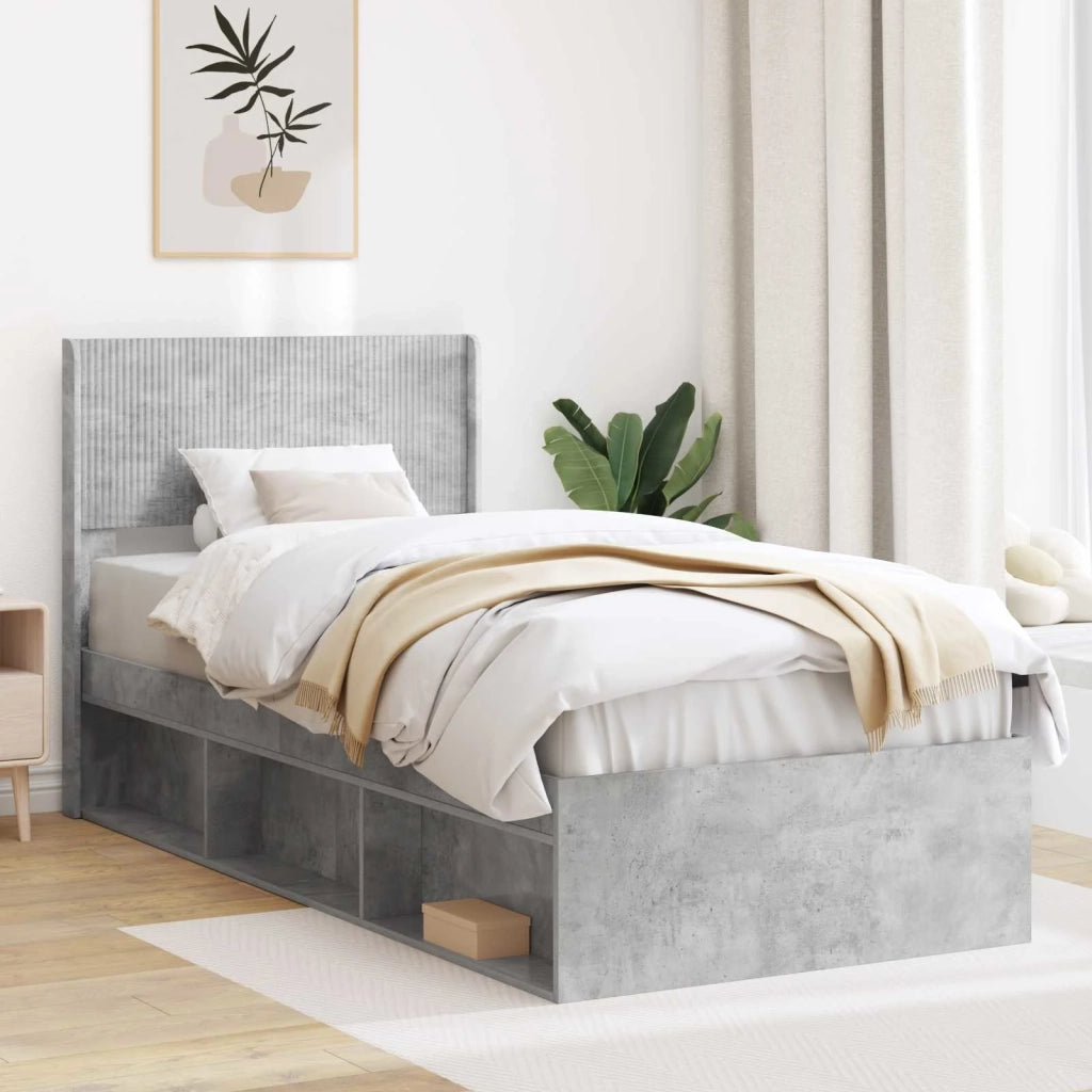 Struttura del letto con stoccaggio e testata Grigio Cemento 3414262