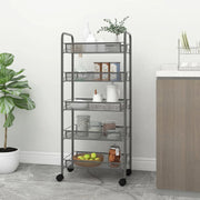 Carrello da Cucina con 5 Ripiani-Scaffale per Cucina Grigio 46x26x105 cm in Ferro