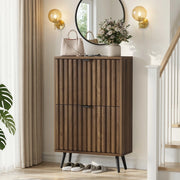 Scarpiera in Legno di Noce ¨C MINIMAL ¨C 60 cm, 2 Ante Ribaltabili, Design Moderno per Ingresso