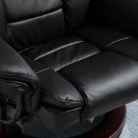 Set Poltrona Relax e Pouf Poggiapiedi, Girevole a 360° e Reclinabile, Similpelle PU