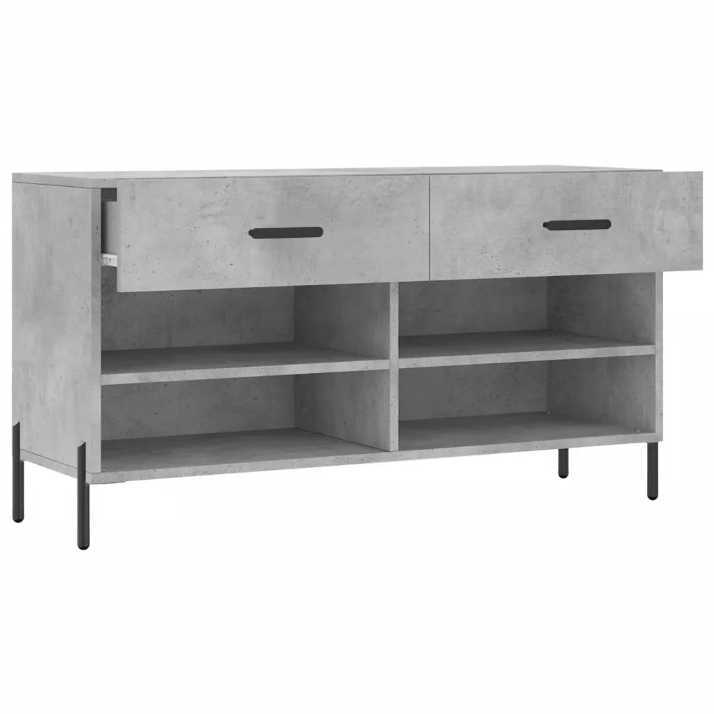 Panca Porta Scarpe | Scarpiera | Mobile per scarpe Grigio Cemento 102x35x55cm Legno Multistrato