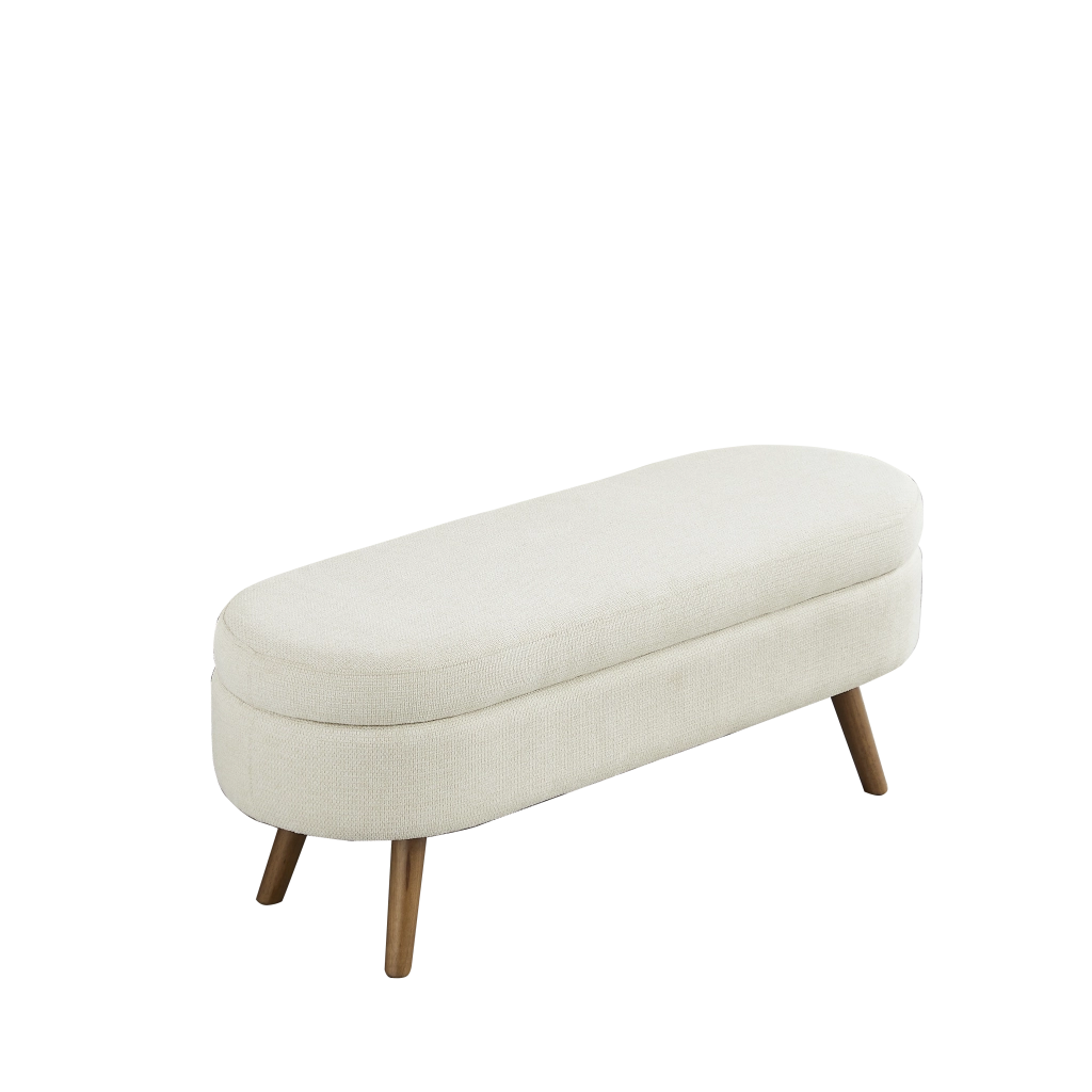 Panca contenitore 1 posto con fori di ventilazione e piedini antiscivolo per camera in ciniglia beige