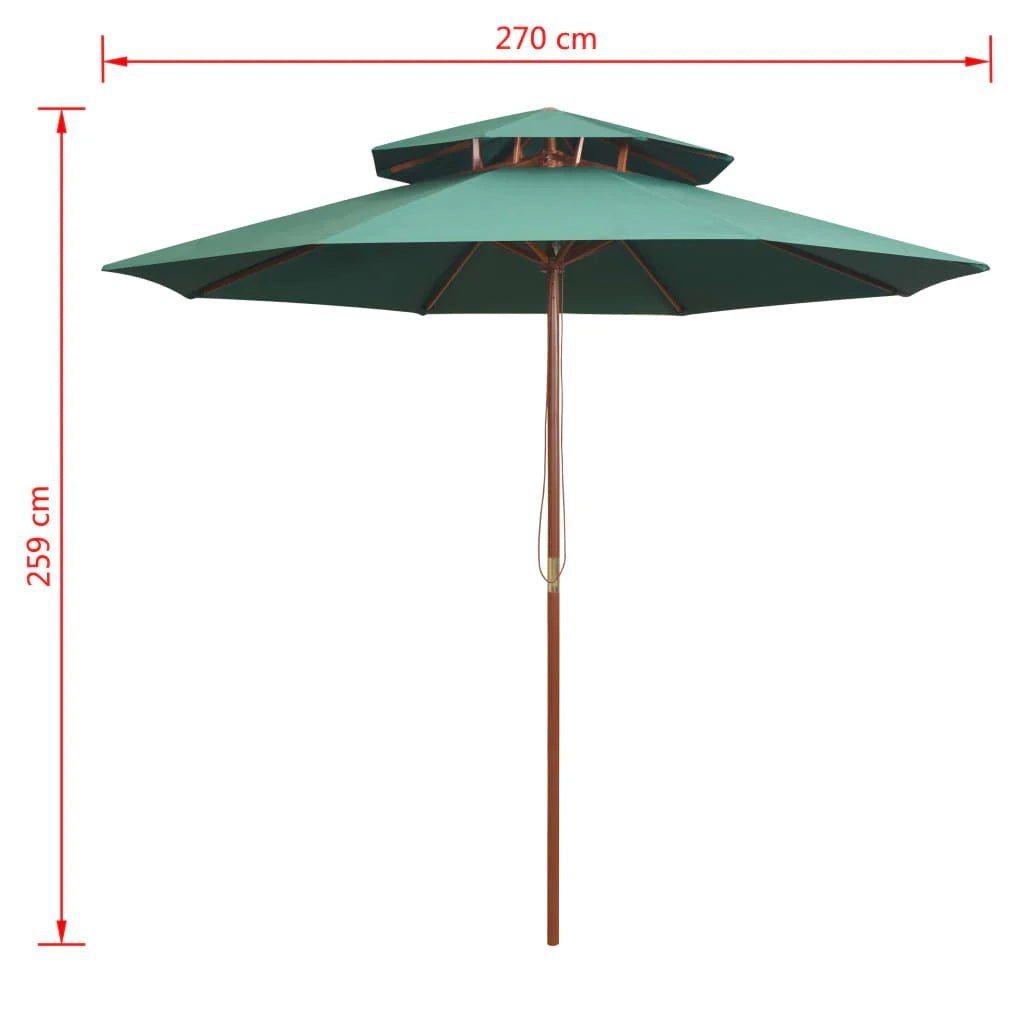 Ombrellone da terrazza 270 x 270 cm con palo in legno verde 02_0008414