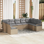 Set di divani con cuscino 9 pcs Beige polyrattan