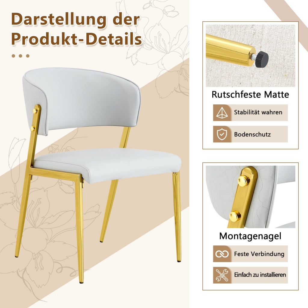 SEDIA da pranzo moderna, set da 2 pezzi, struttura in metallo, grigio chiaro