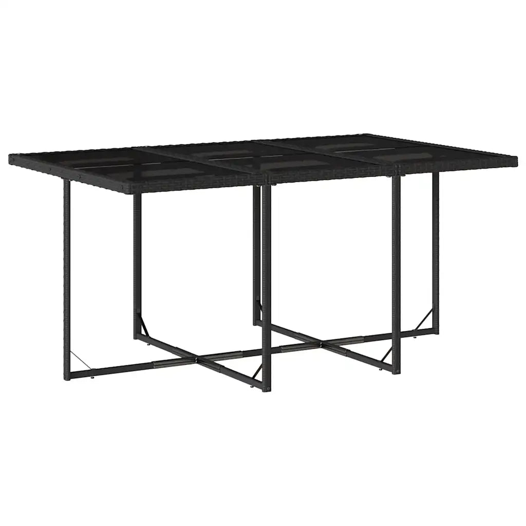 Set da Pranzo da Giardino 7 pz Nero con Cuscini in Polyrattan 3210906