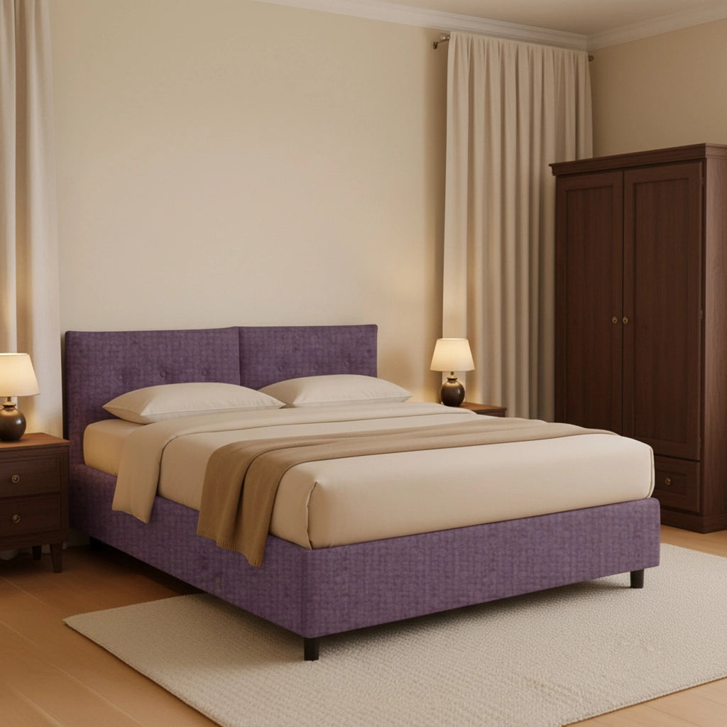 York, Letto Piazza e Mezza Sfoderabile Made in Italy, Viola Lilla