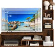 Mobile TV Soggiorno con Mensole a Forma di L e Scomparti Aperti, Mobiletto Multifunzione per Televisione fino a 50”, Mobile Porta TV e Libri in Legno per Camera da Letto, Ingresso (Marrone)