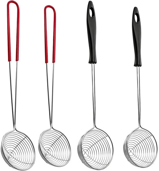 Setaccia Fonduta - Acciaio Inossidabile - 4 Pezzi - Skimmer - Ideale per Verdure e Carne - Adatto per la Cucina