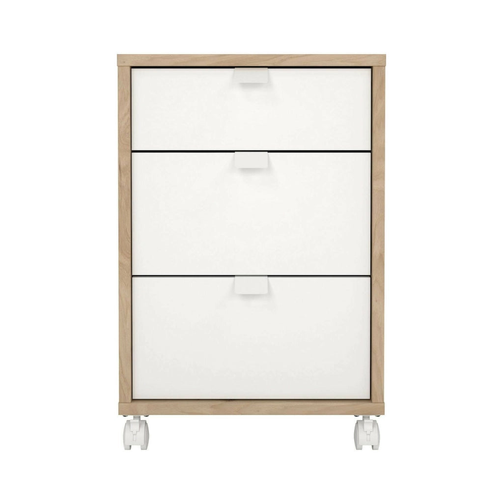 Cassettiera Agazzino, Settimino multiuso, Comò camera da letto, Mobile con cassetti, 48x41 h61 cm, Rovere e Bianco