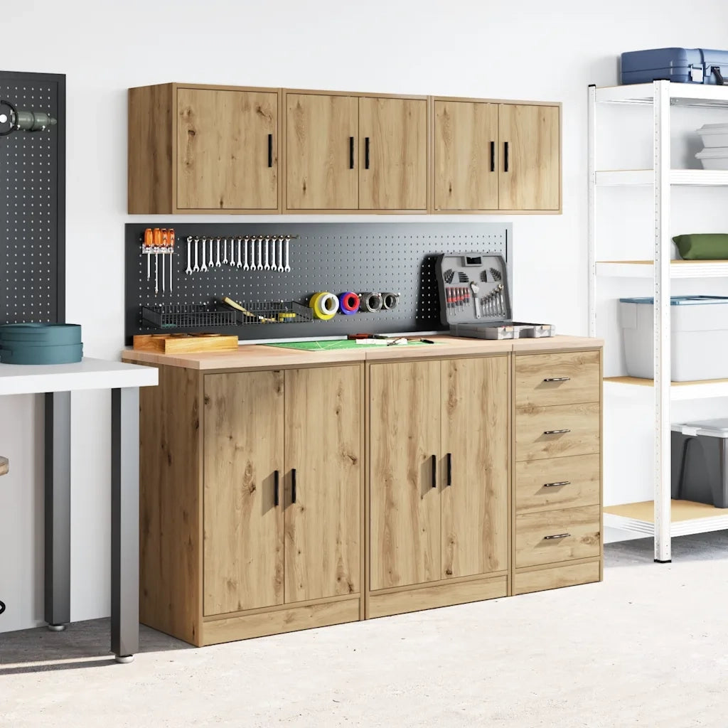 Pensile per Garage Rovere Artigianale in Legno Multistrato 860659