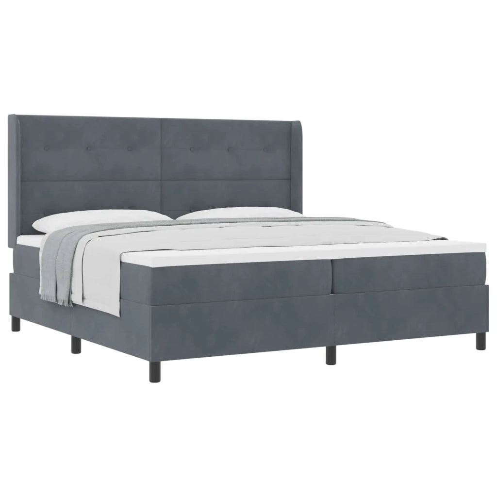 Letto a molle con materasso Grigio scuro 200 x 200 cm Velluto 3342027