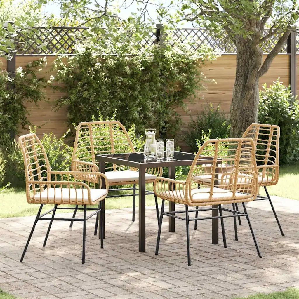 Set da Pranzo per Giardino 5 pcs Marrone polyrattan