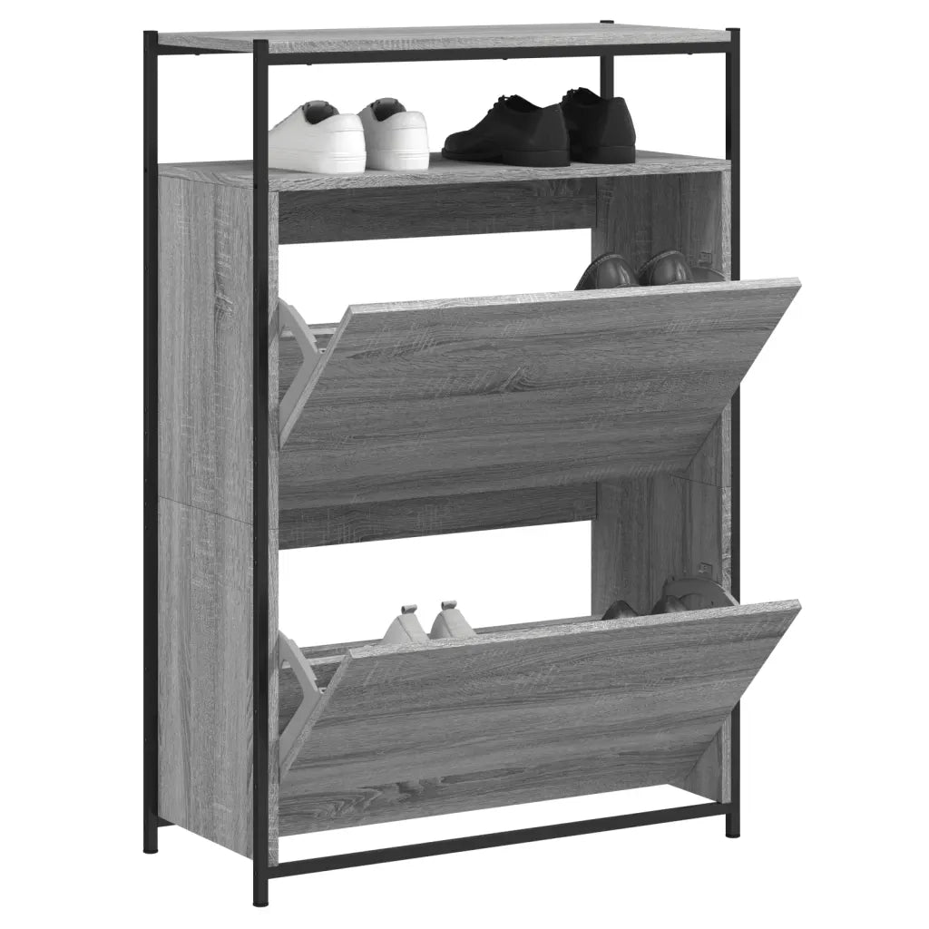 Scarpiera-Scaffale per scarpe Grigio Sonoma 75x34x112 cm in Legno Multistrato