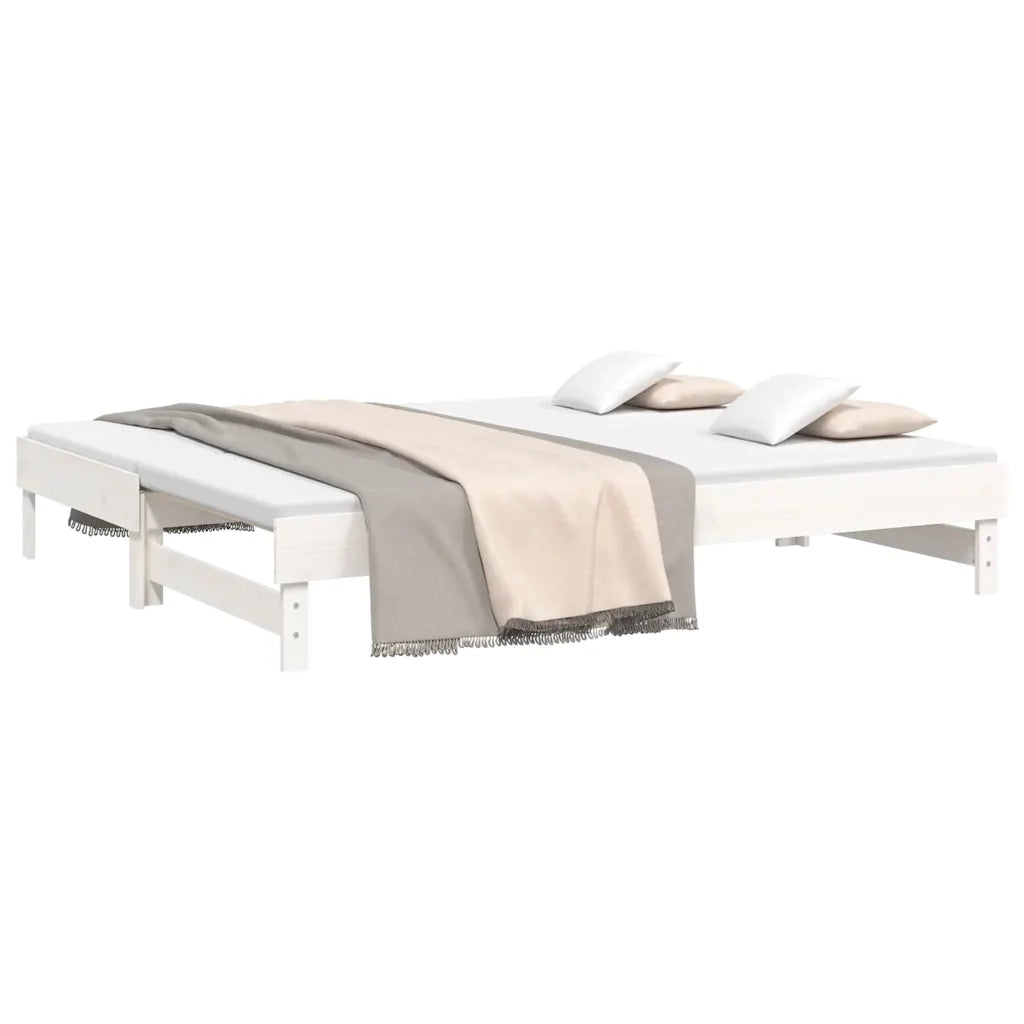 Dormeuse Estraibile Bianca 2x(80x200) cm Legno Massello di Pino 823385