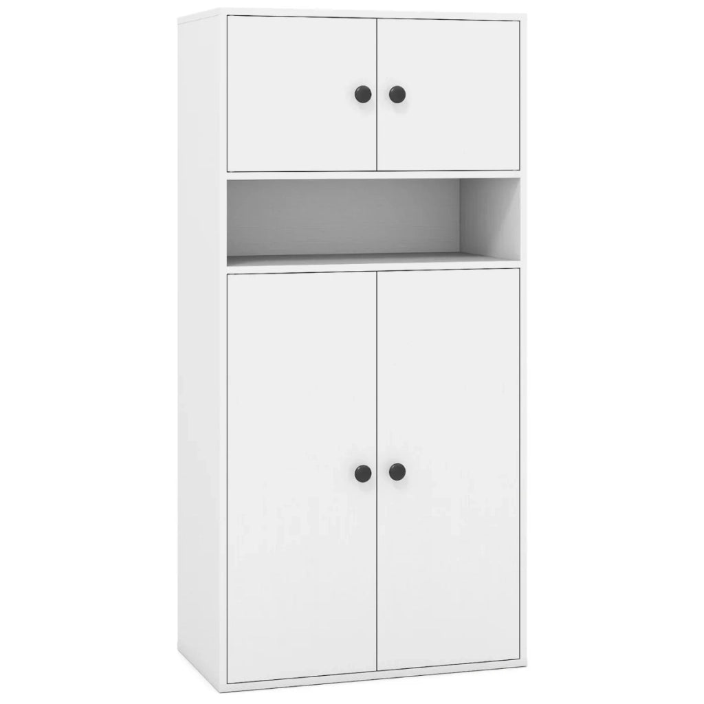 Libreria moderna 54 x 30 x 111 cm con 4 ante e ripiano regolabile design elegante in truciolare bianco 20_0018528