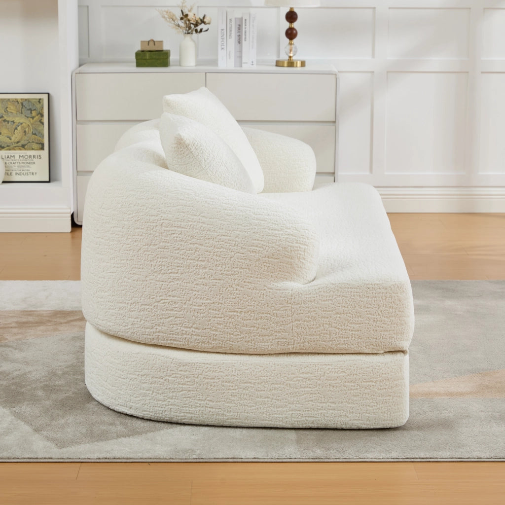Divano letto pieghevole a 2 posti con cuscini, schienali ergonomici e rivestimento in chenille beige per ospiti